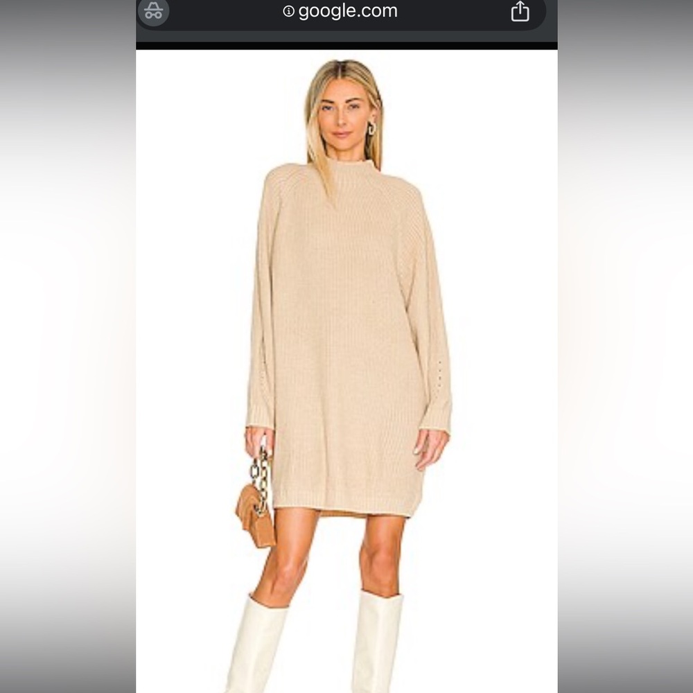 REVOLVE Beige Long Sleeve Knit Dress